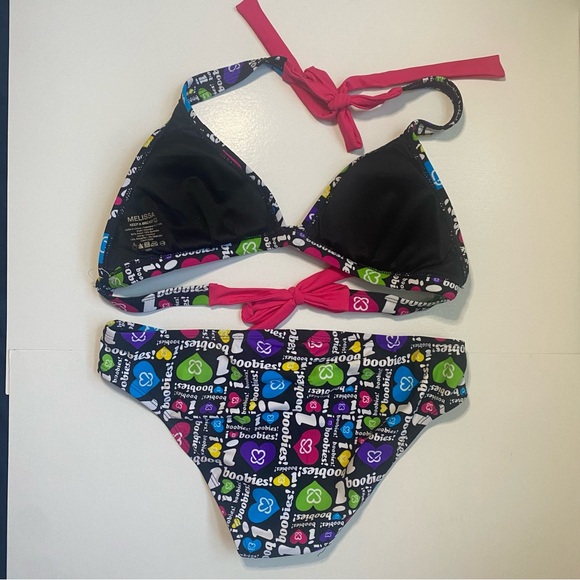 Melissa Keep a Breast swimsuit, I Love Boobies, top and bottom, size M - Picture 4 of 8